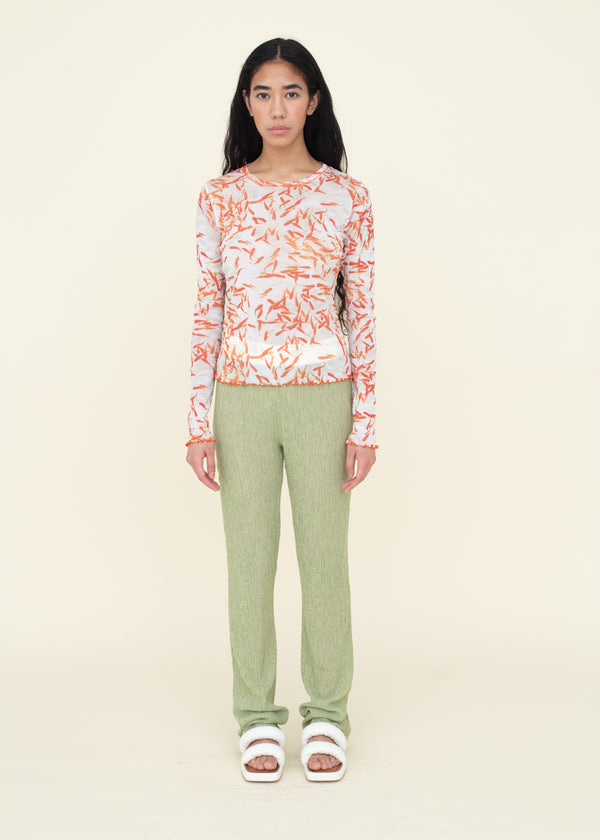 Crinkle Knit Pant Kiwi