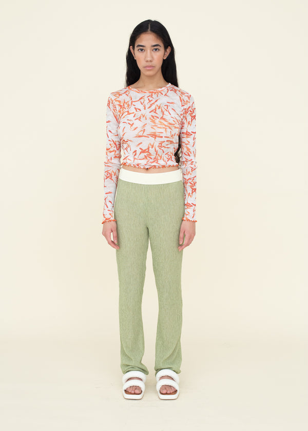 Crinkle Knit Pant Kiwi