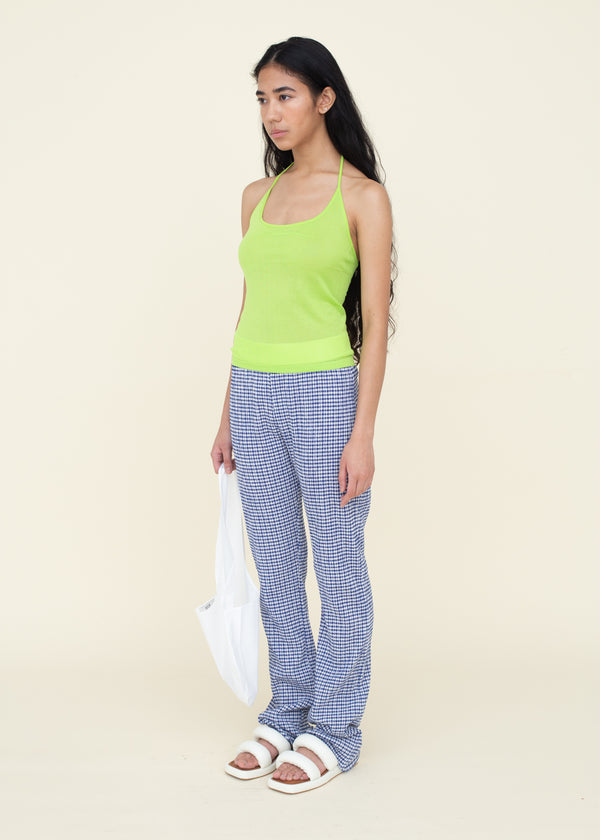 Crinkle Knit Gingham Pant