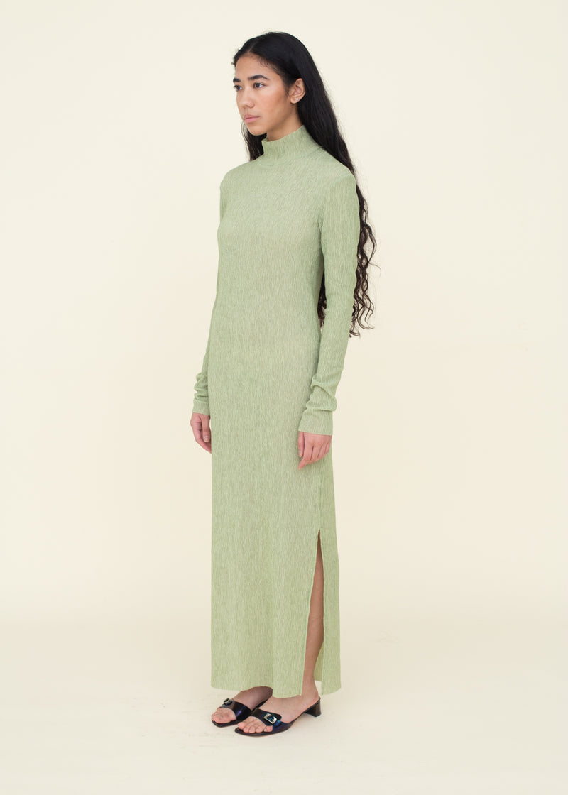 Crinkle Knit Dress Kiwi