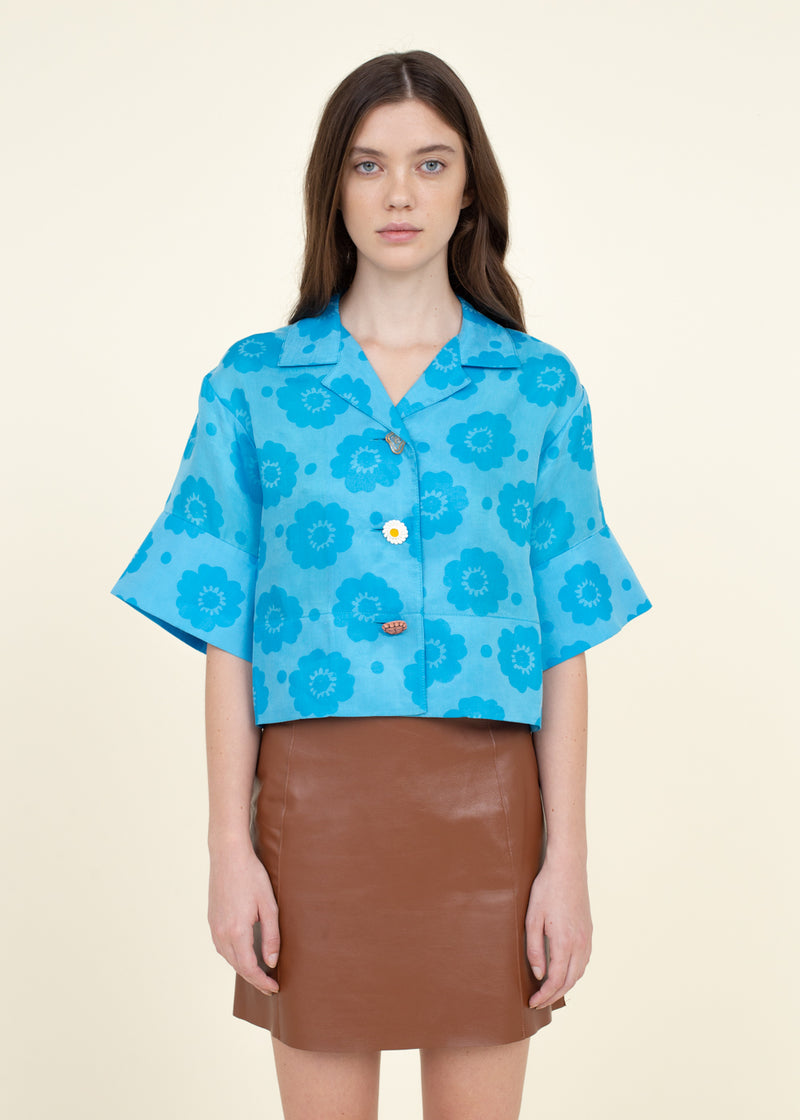 Meryl Shirt Flower Blue