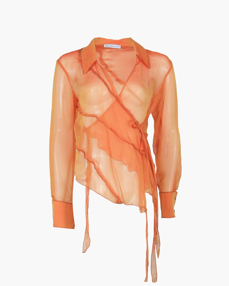 Yuri Shirt Silk Chiffon Sunset Orange