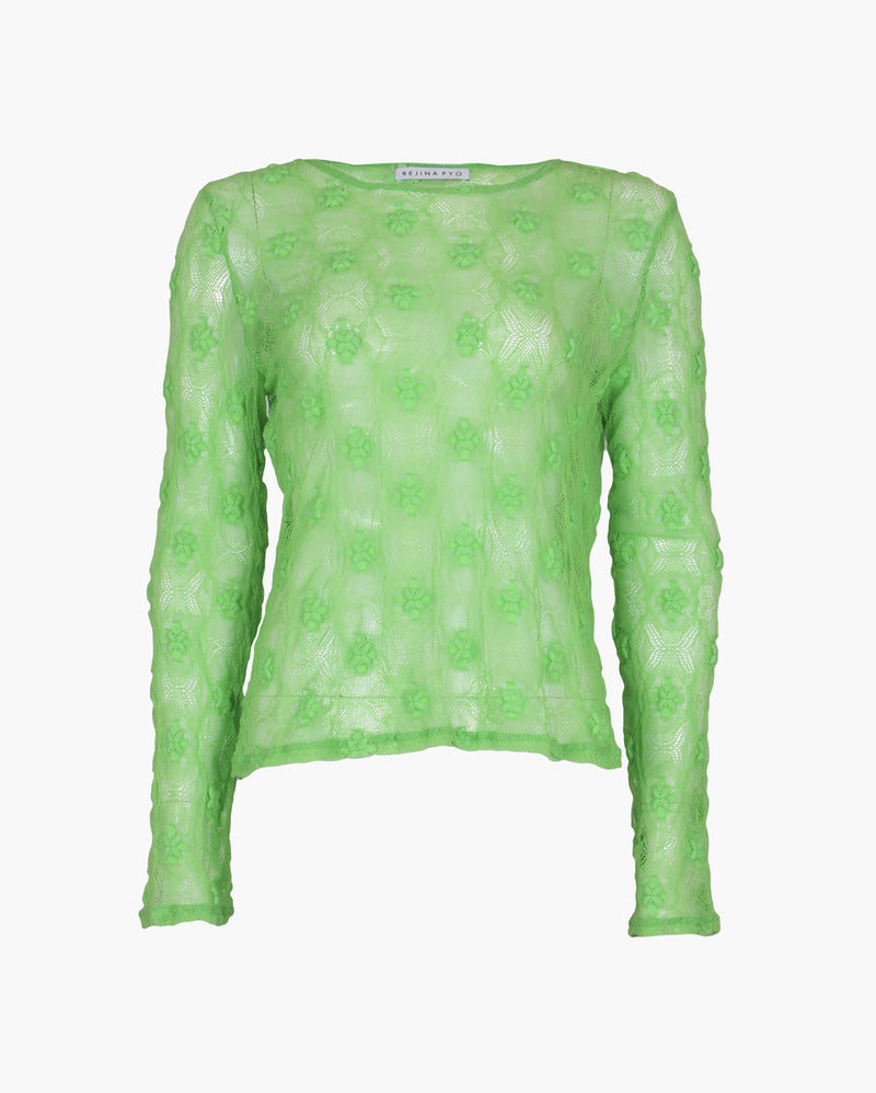 Bibi Top Cotton Cloqué Fil Coupé Green